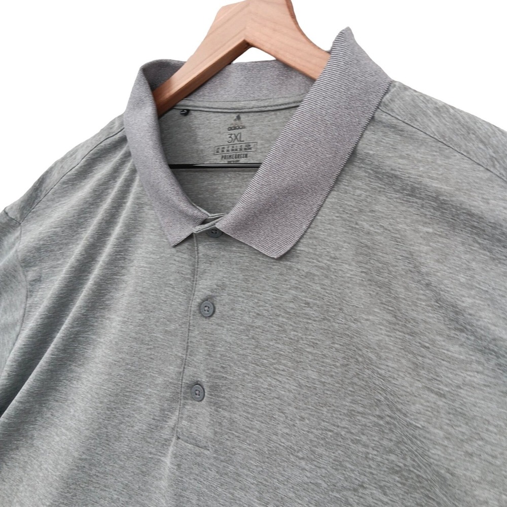 Adidas Polo Shirt Mens 3XL Gray Primegreen Short Sleeve Performance Activewear